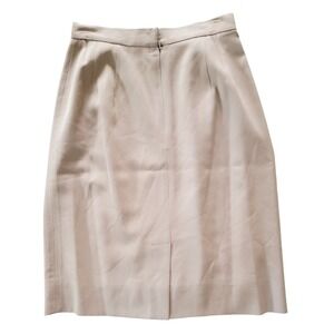 Burberrys‎ Wool Skirt Womens Size 6 Beige Pleated Knee Length Career Vintage